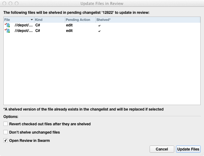 Update Swarm Review Context Menu from Pending Changelist