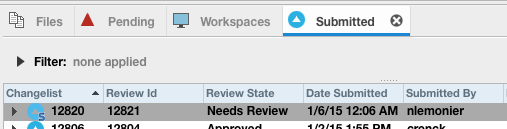 Submitted Changelist Showing Swarm Review ID and Review State