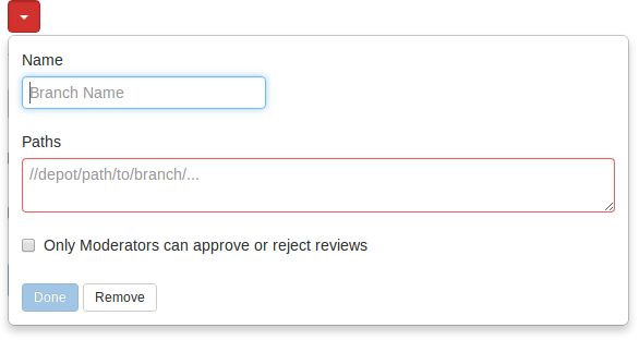 The branch drop-down dialog