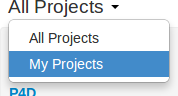 Projects drop-down menu