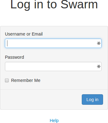 The Swarm Login Page