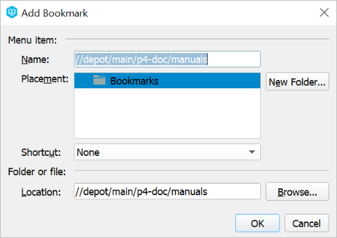 Add Bookmark dialog