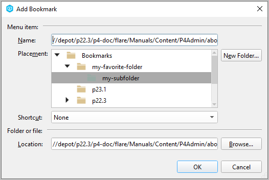 Add Bookmark dialog