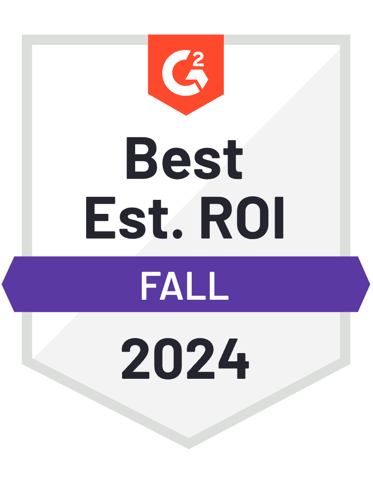 G2 Award, Best Est. ROI, Fall 2024