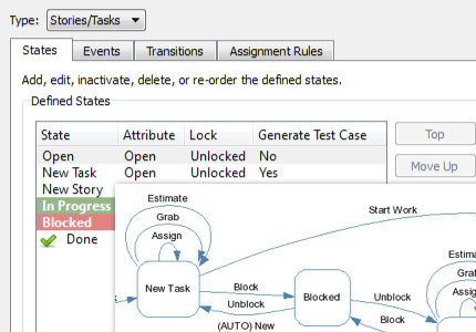 Automated workflows, screenshot in Helix ALM.