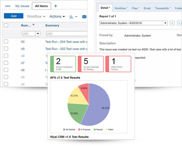 Issue tracking, screenshot in Helix ALM.