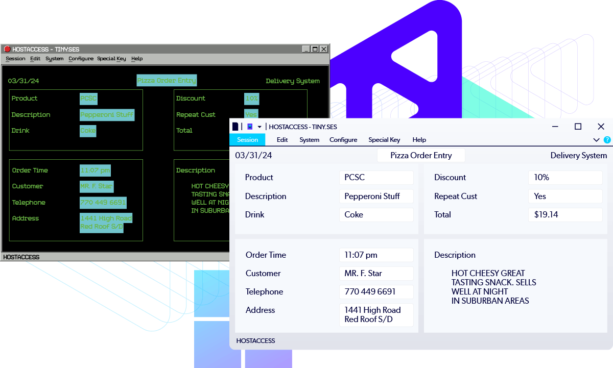 Perforce HostAccess legacy app to windows example.