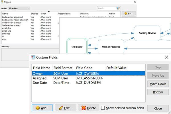 Perforce Surround SCM configuration screenshots.