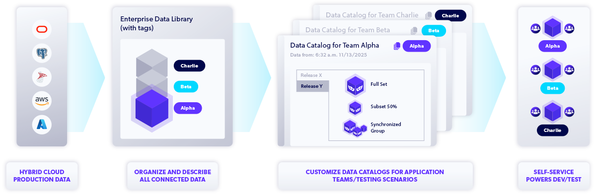 Diagram showing curating data in the library via custom catalogs