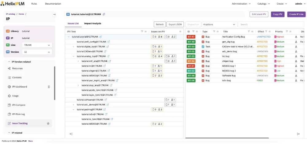 Screenshot of HelixIPLM for Jira integration