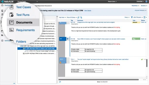 Helix ALM adding a test case screenshot.