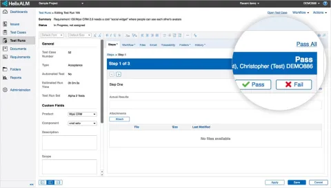 Helix ALM adding a test case screenshot.