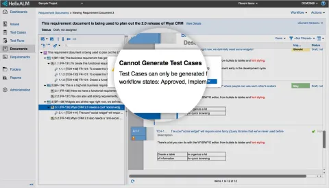 Helix ALM adding a test case screenshot.