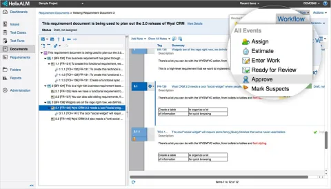 Helix ALM adding a test case screenshot.