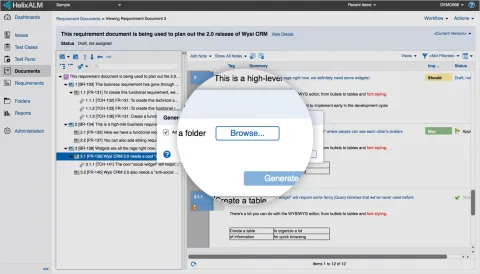 Helix ALM adding a test case screenshot.