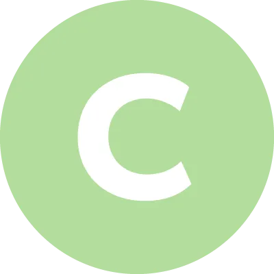 The letter C in a circle.