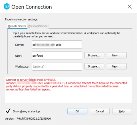 Connecting AWS Open Connection personal server screenshot.